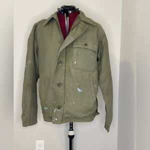 Vintage Military USS Omaha Coat Paint Splattered Men’s Medium